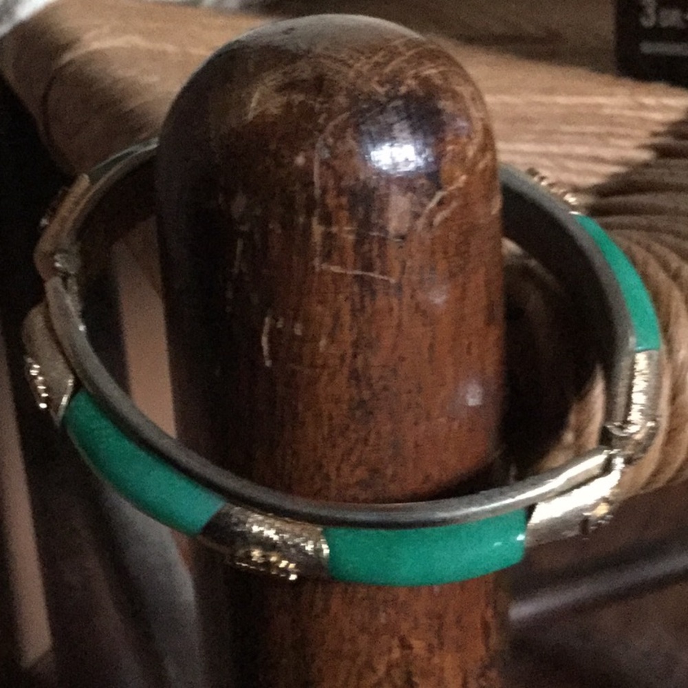 Vintage Asian green bracelet cuff mcm fashion collector estate jewelry Coachella